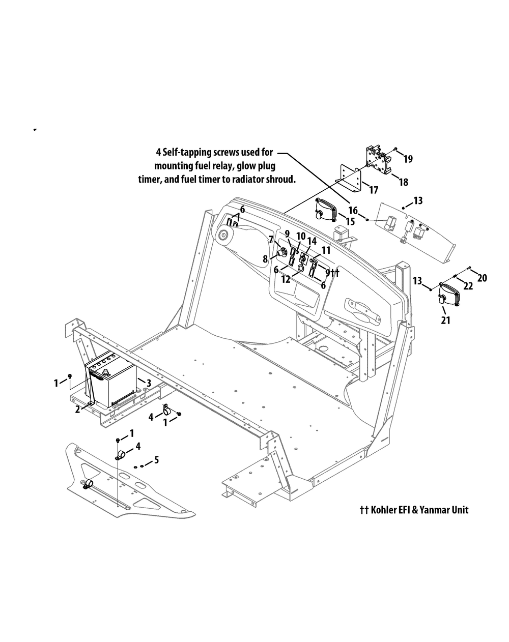 Battery And Dash Panel Accessories Diagram and Parts List for 46G 4X4-EFI-1G202Z-1G313Z-37BMD710 Cub Cadet Lawn Tractor Accessories